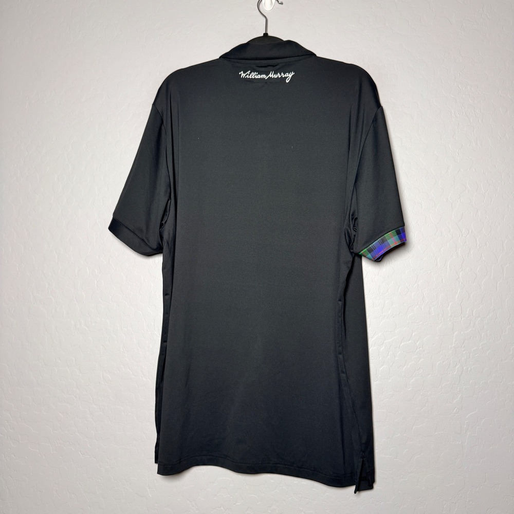 William Murray Golf Polo Shirt Black Plaid Trim Short Sleeve Men's XLarge - Picture 2 of 5